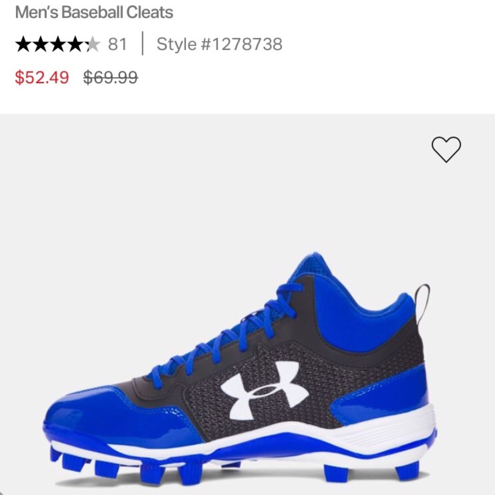 UA Heater Mid TPU baseball cleats